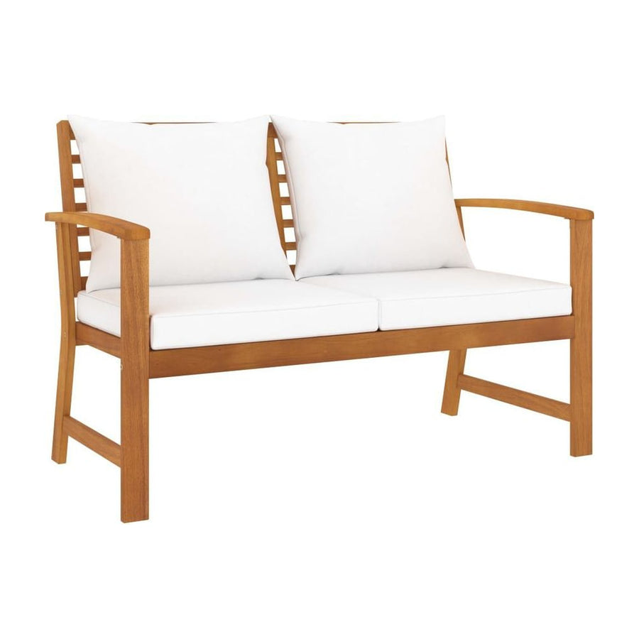 Garden Bench 120 cm with Cream Cushion Solid Wood Acacia