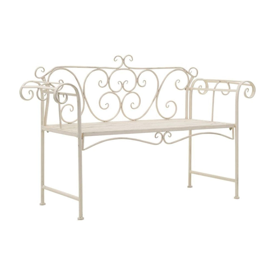 Garden Bench 132 cm Metal Antique White