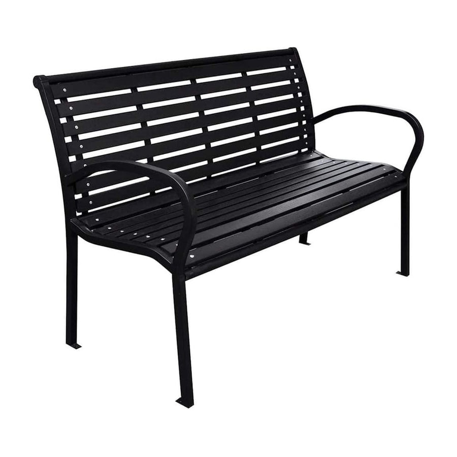 Garden Bench Black 116 cm Steel and WPC