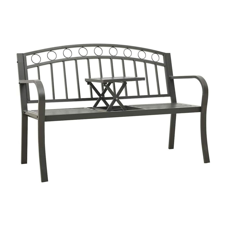 Garden Bench with Table Grey 120 cm Steel