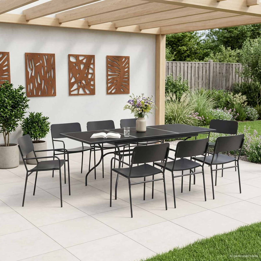 Garden Dining Set 9 pcs Anthracite