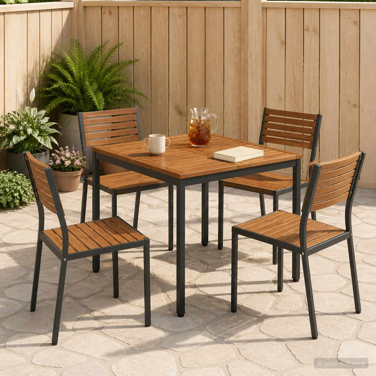 Garden Dinner Table Natural and Black