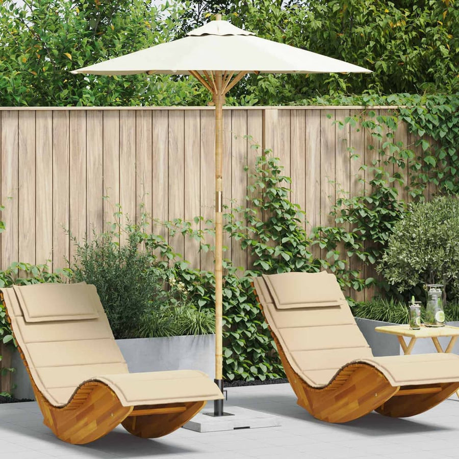 Garden Parasol Round Bamboo Cream White