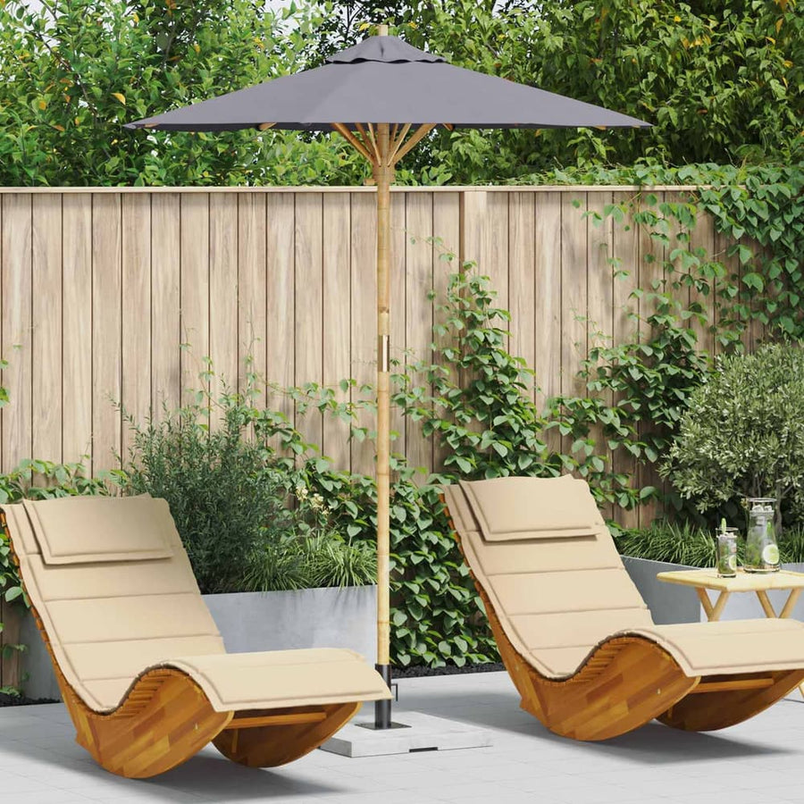 Garden Parasol Round Bamboo Dark Grey
