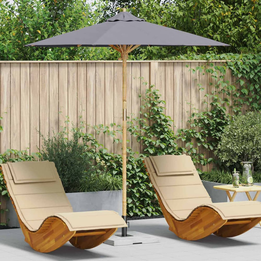 Garden Parasol Round Bamboo Dark Grey