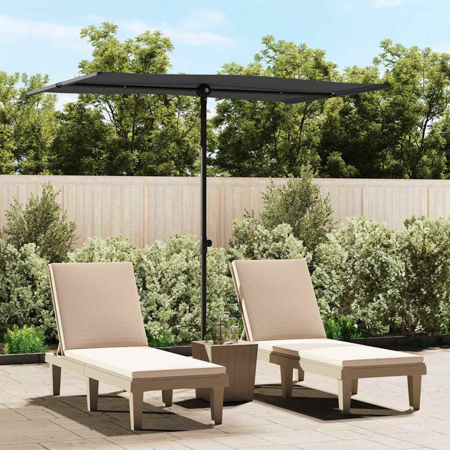 Garden Parasol with Aluminium Pole Black