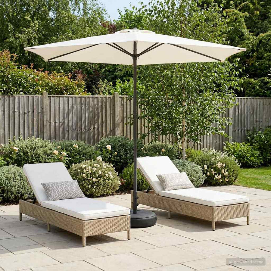 Garden Parasol with Base Rectangular Polyester