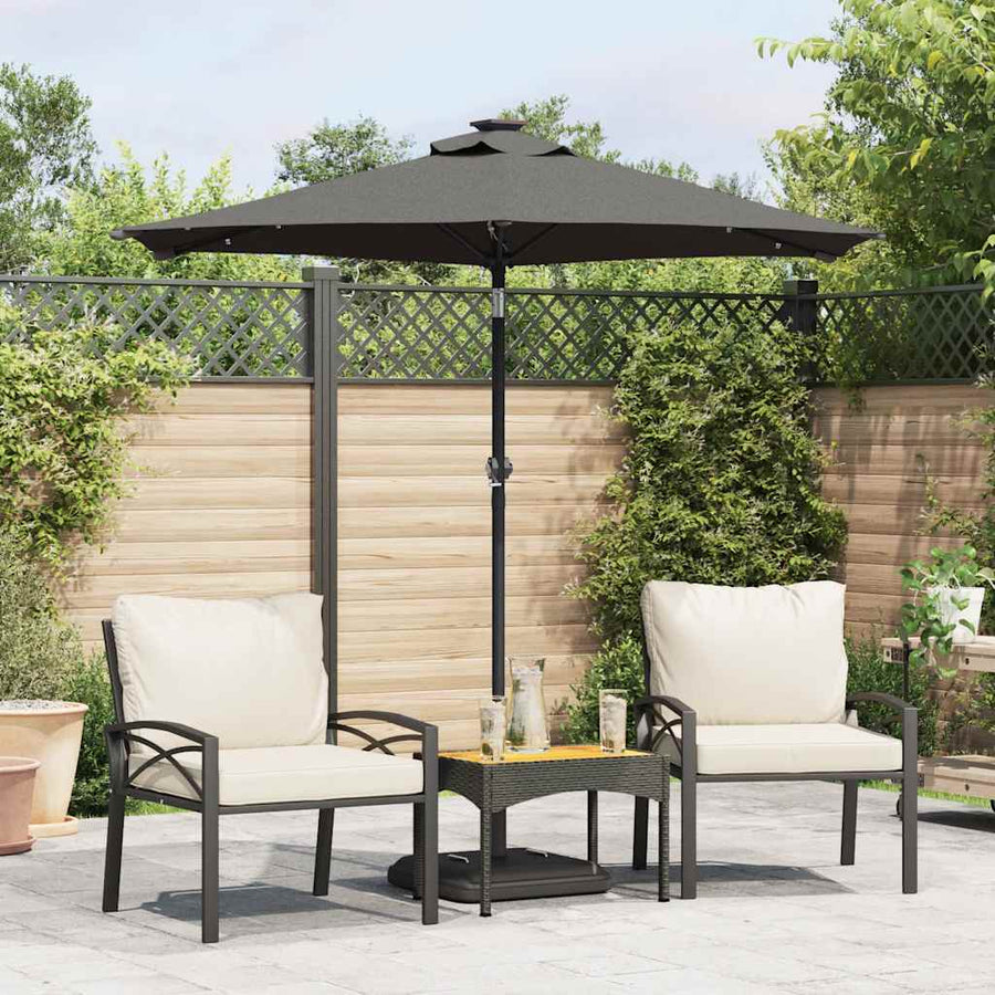 Garden Parasol with LEDs&Steel Pole Anthracite