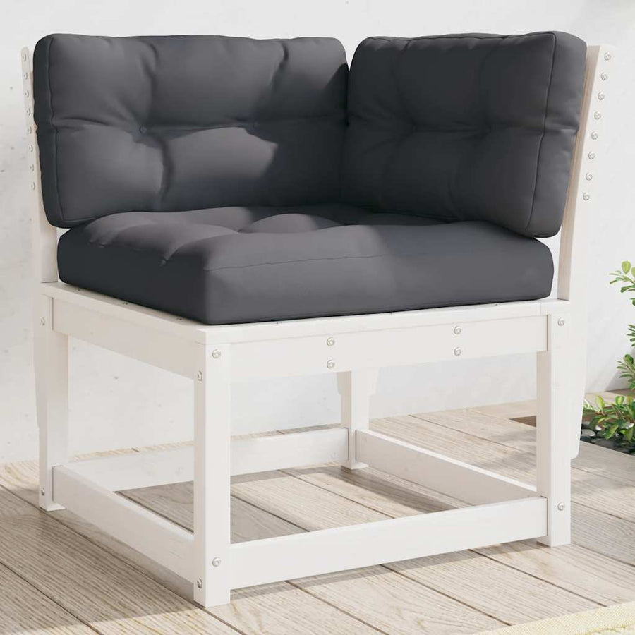 Garden Sofa Corner with Cushions White
