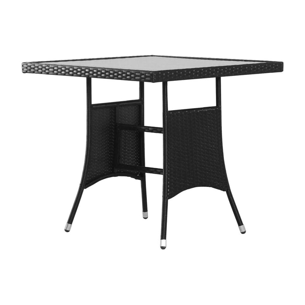 Garden Table Black Poly Rattan