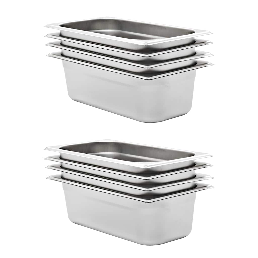 vidaXL Gastronorm Containers 8 pcs GN 1/3 100 mm Stainless Steel 1