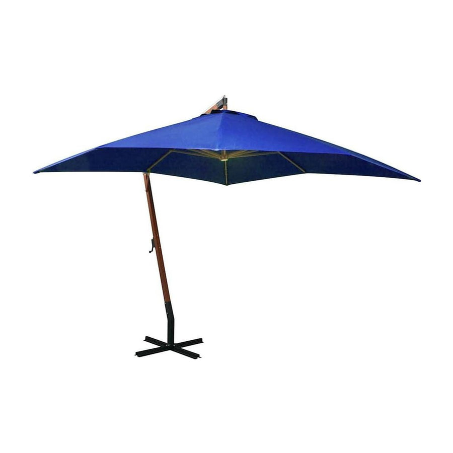 Hanging Garden Parasol with Pole Azure Blue Solid Fir Wood
