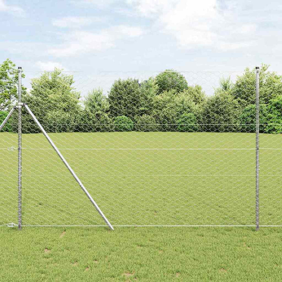 Hexagonal Fence Ground Fix Galvanised Steel Silver