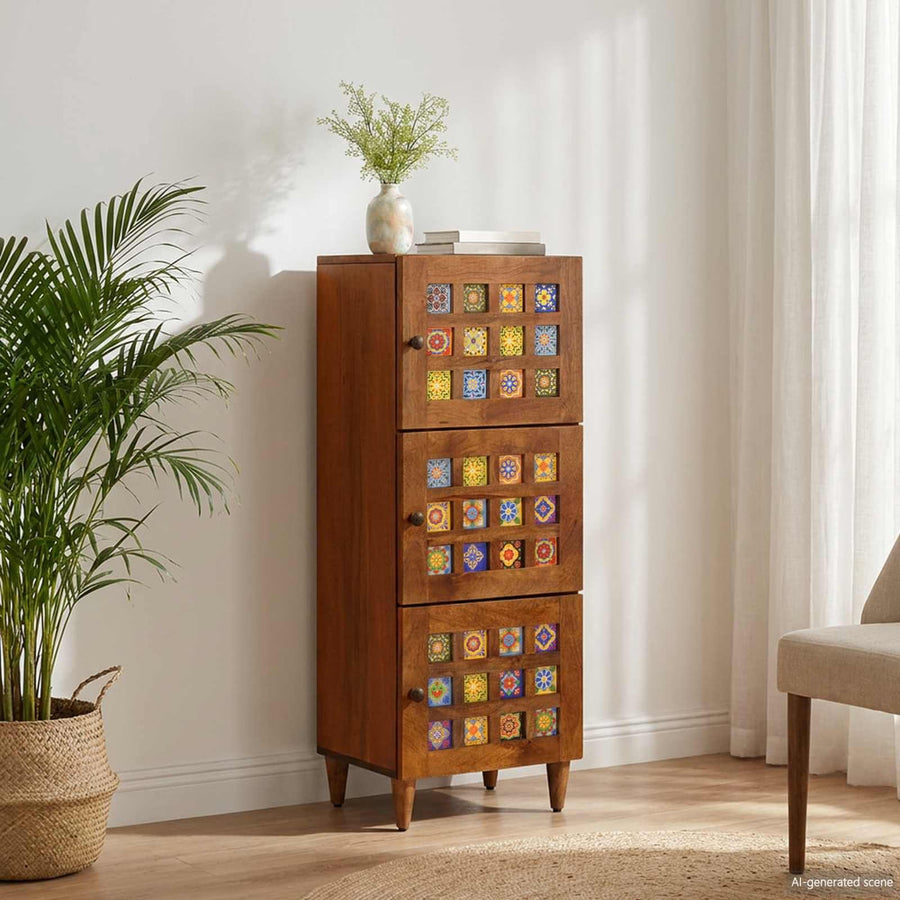 Highboard Walnut Solid Mango Wood