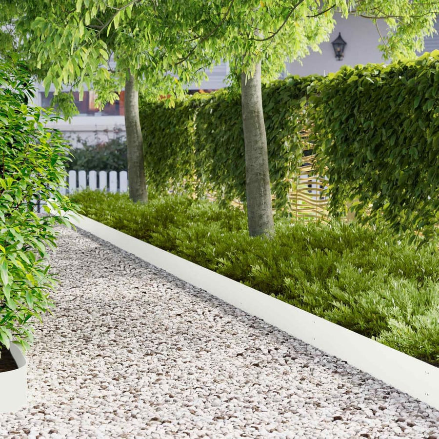 Lawn Edging 10 pcs Steel White