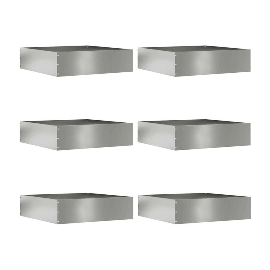 Lawn Edging 6 pcs Galvanised Steel Silver