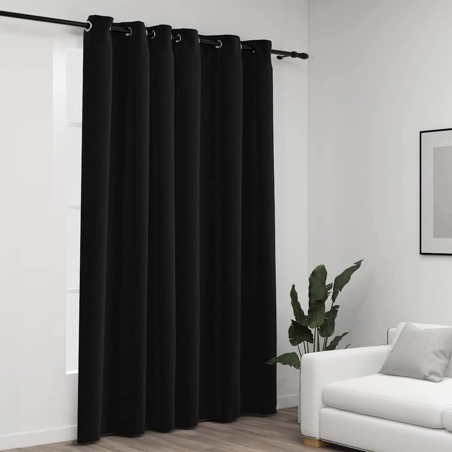 Linen-Look Blackout Curtain with Gromments Anthracite