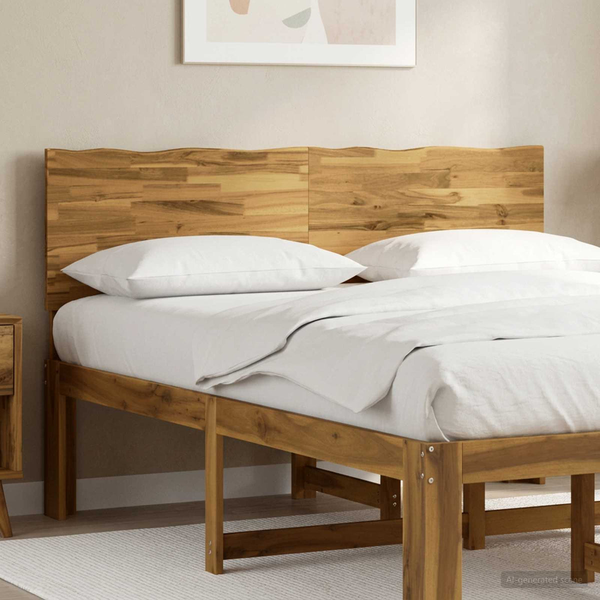 vidaXL Live Edge Headboard ROSTOCK Whitewash 120 cm Solid Acacia Wood 1
