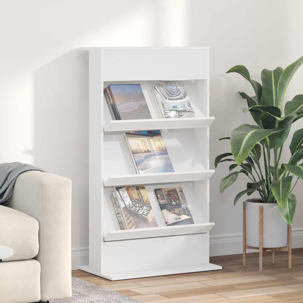 Magazine Rack White Engineered Wood