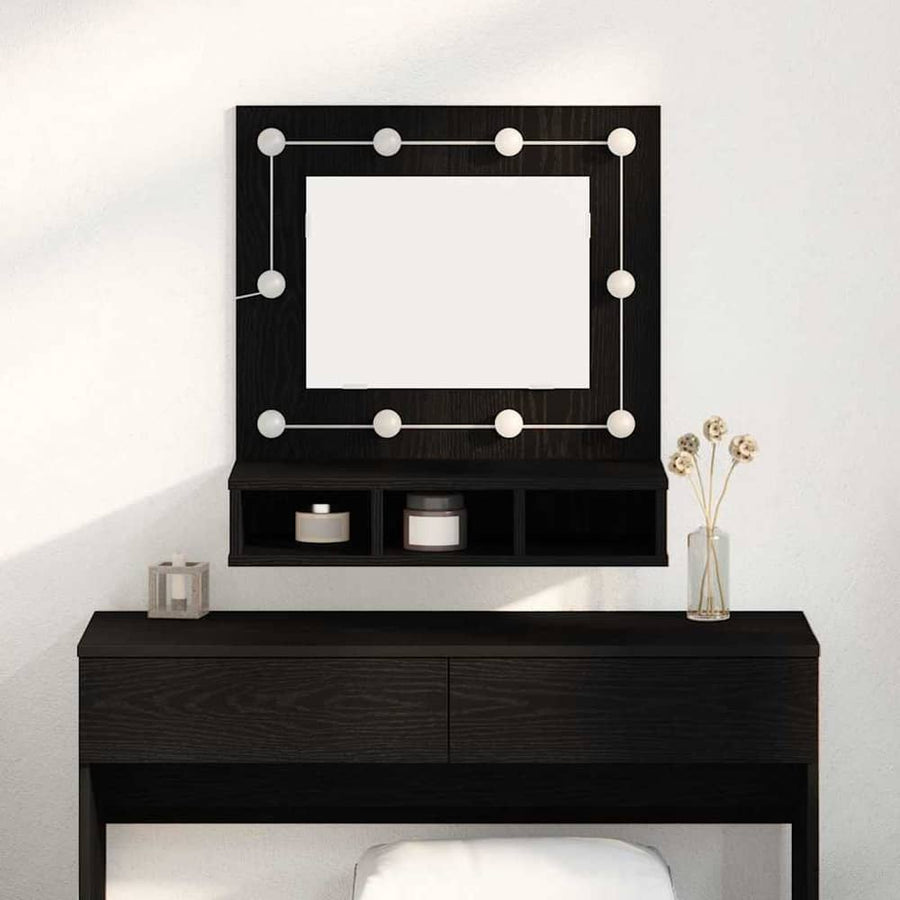 Mirror Cabinet Black Oak Engineered Wood