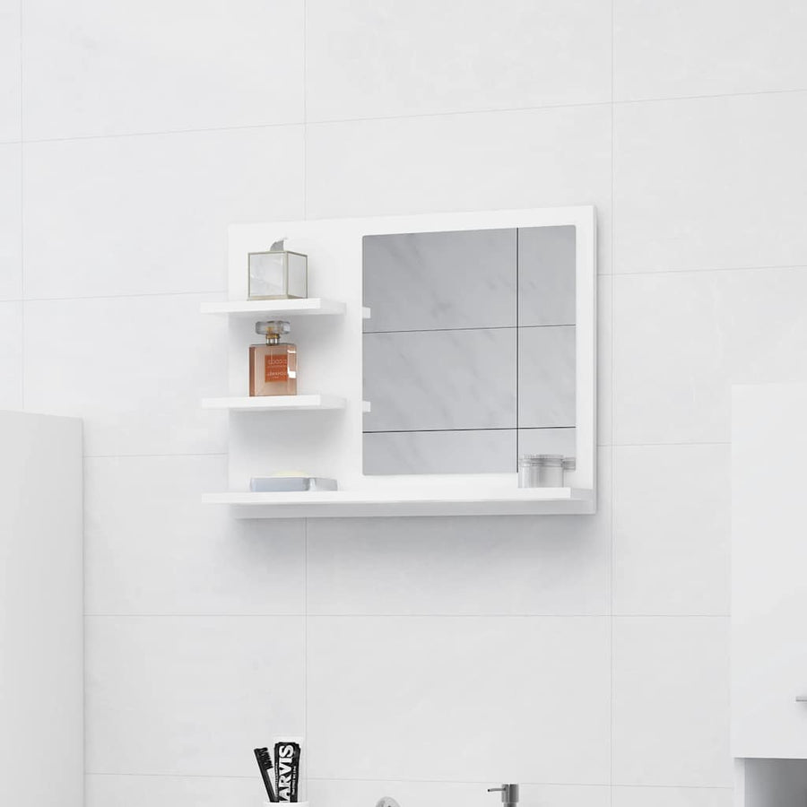 Bathroom Mirror White Engineered Wood