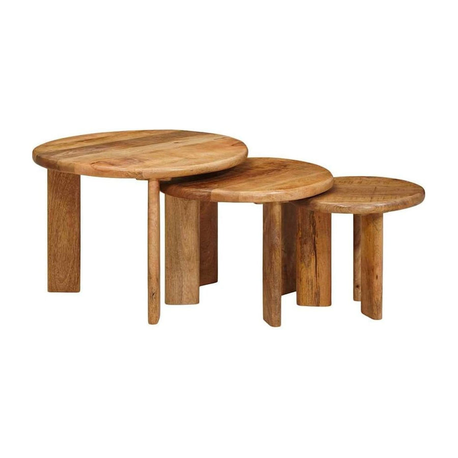 Nesting Coffee Tables 3 pcs Brown Solid Mango Wood