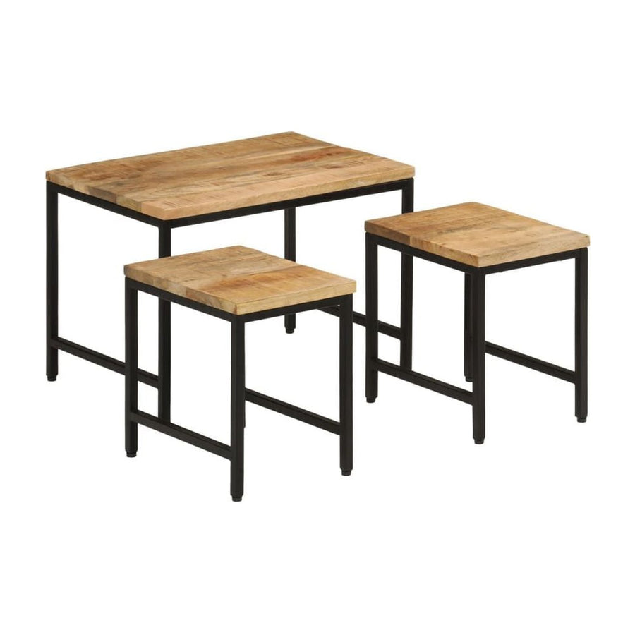 Nesting Coffee Tables 3 pcs Solid Rough Mango Wood