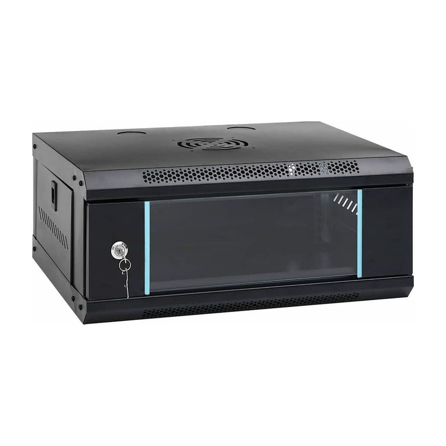Network Cabinet with Storage Black Steel