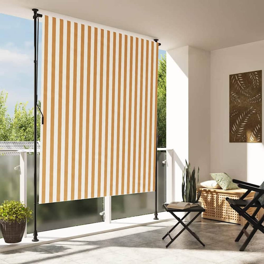 Outdoor Roller Blind Orange and White Fabric&Steel