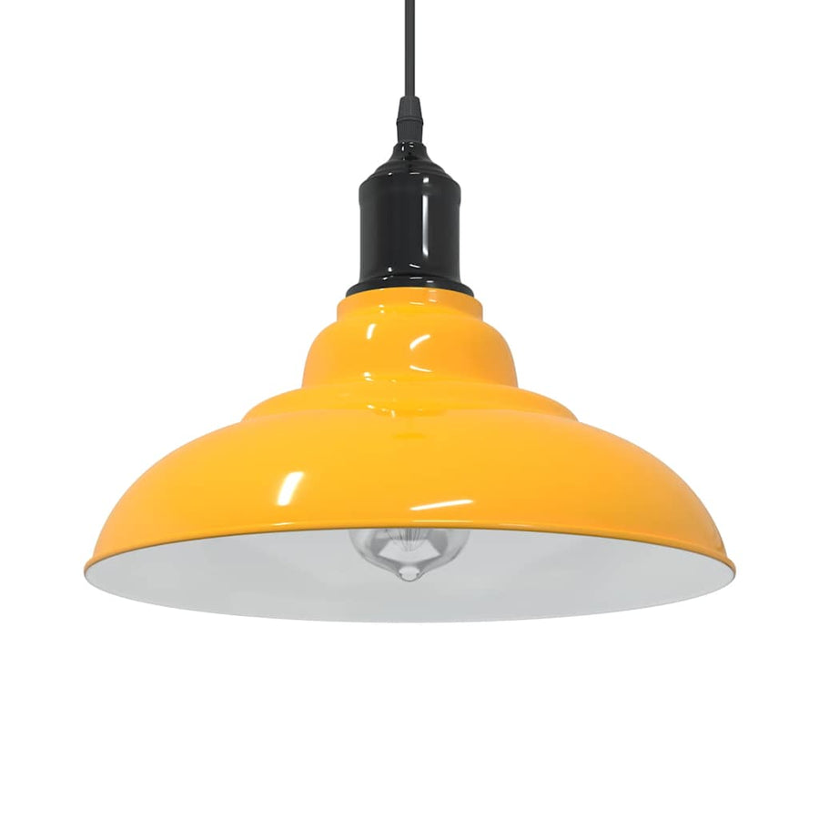 Pendant Lamp Height Adjustable E27 Gloss Yellow Metal