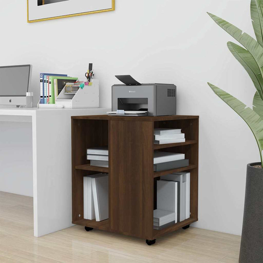 Rolling Cabinet Brown Oak Engineered Wood