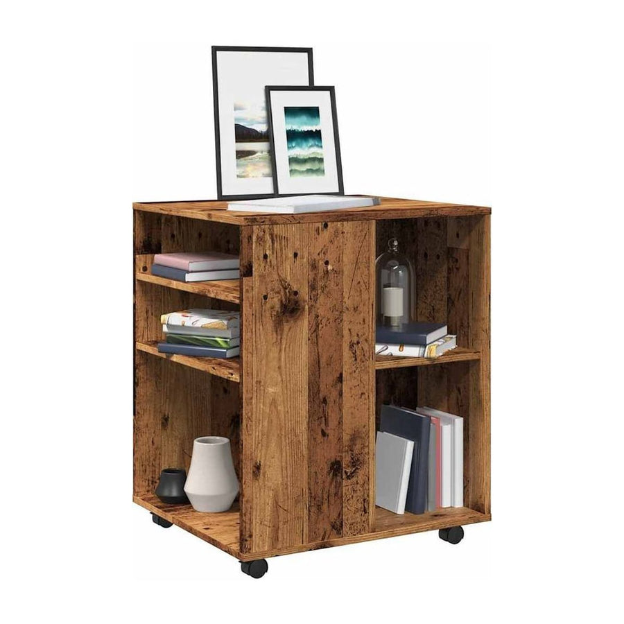 Rolling Cabinet Old Wood Engineered Wood