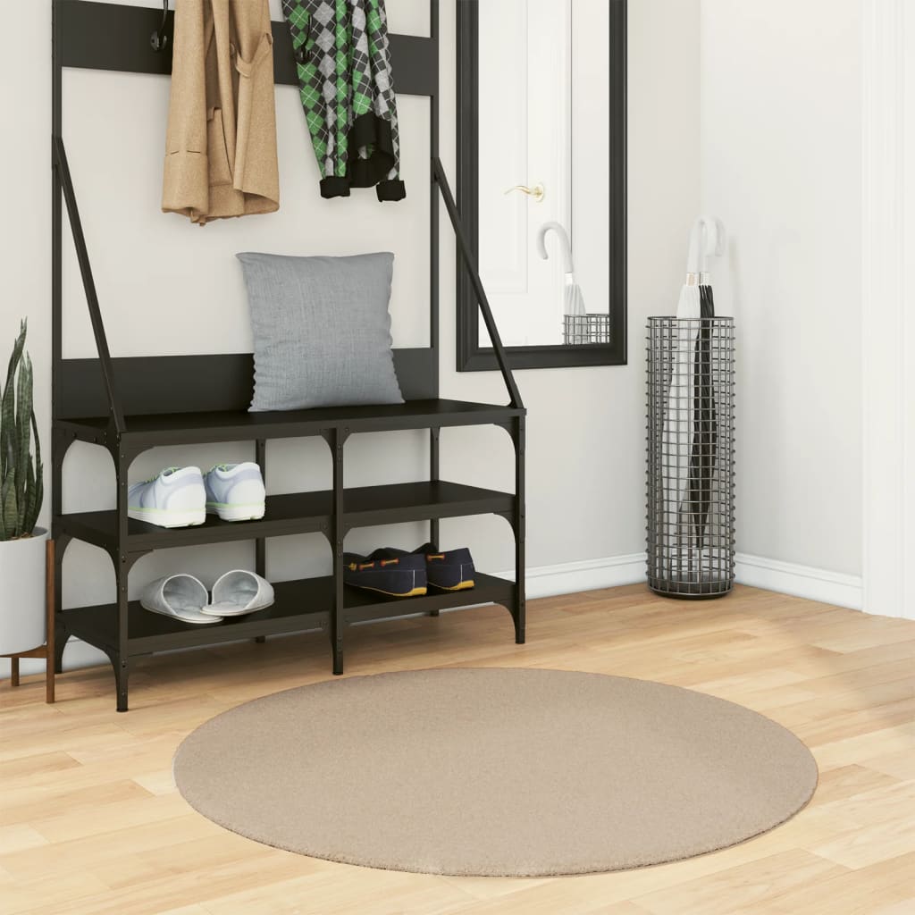 vidaXL Rug HUARTE Short Pile Soft and Washable Sand Ø 100 cm 1