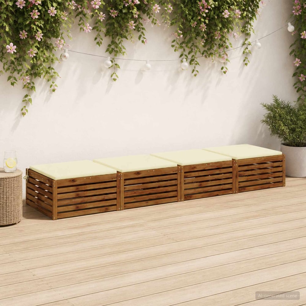 vidaXL Seat Cushions SOEST 4 pcs 100% Polyester Cream 60 x 60 x 3 cm 1