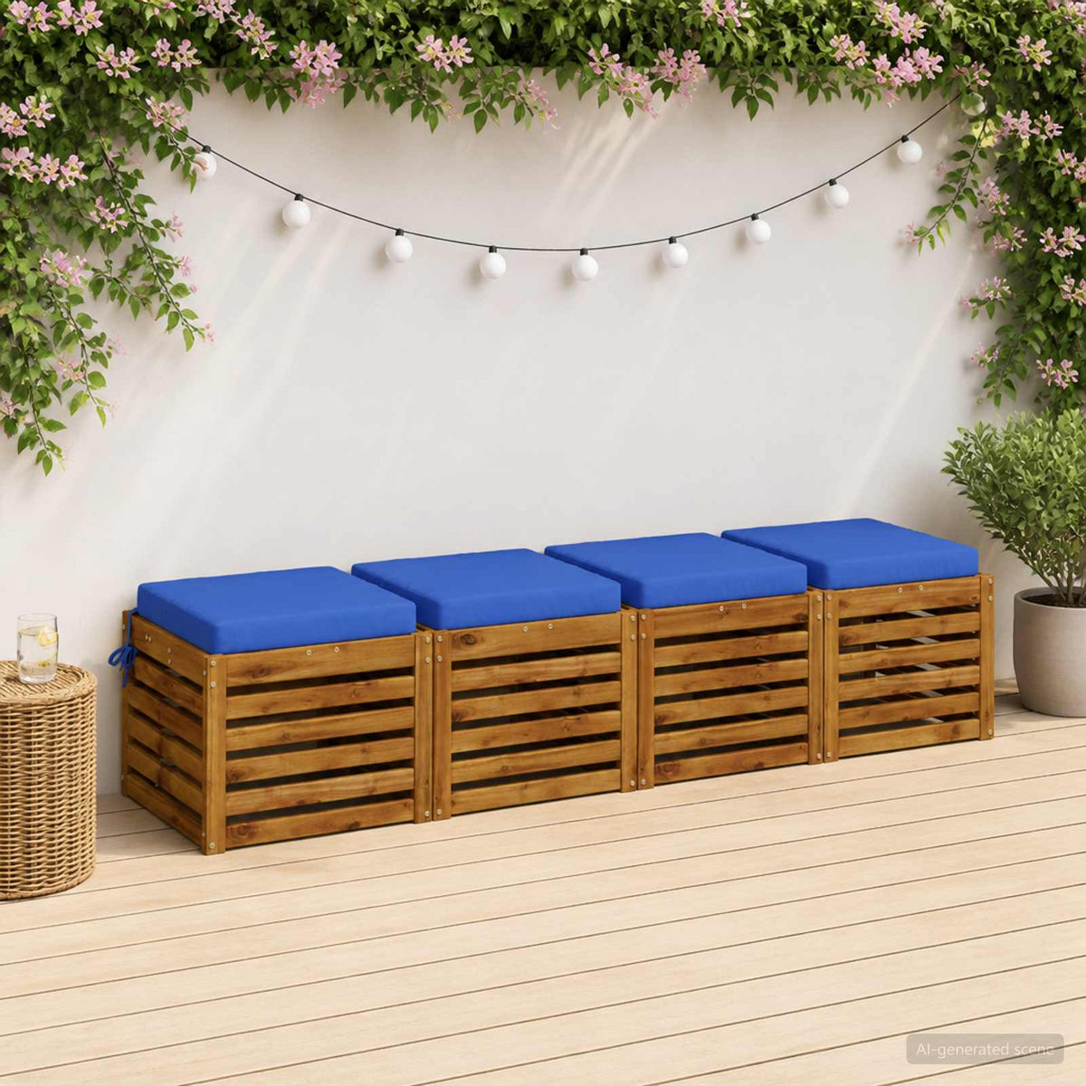 Seat Cushions SOEST 4 pcs 100% Polyester Royal Blue