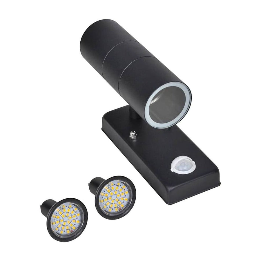 LED Wall Lamp Stainless Steel Cylinder Shape Black