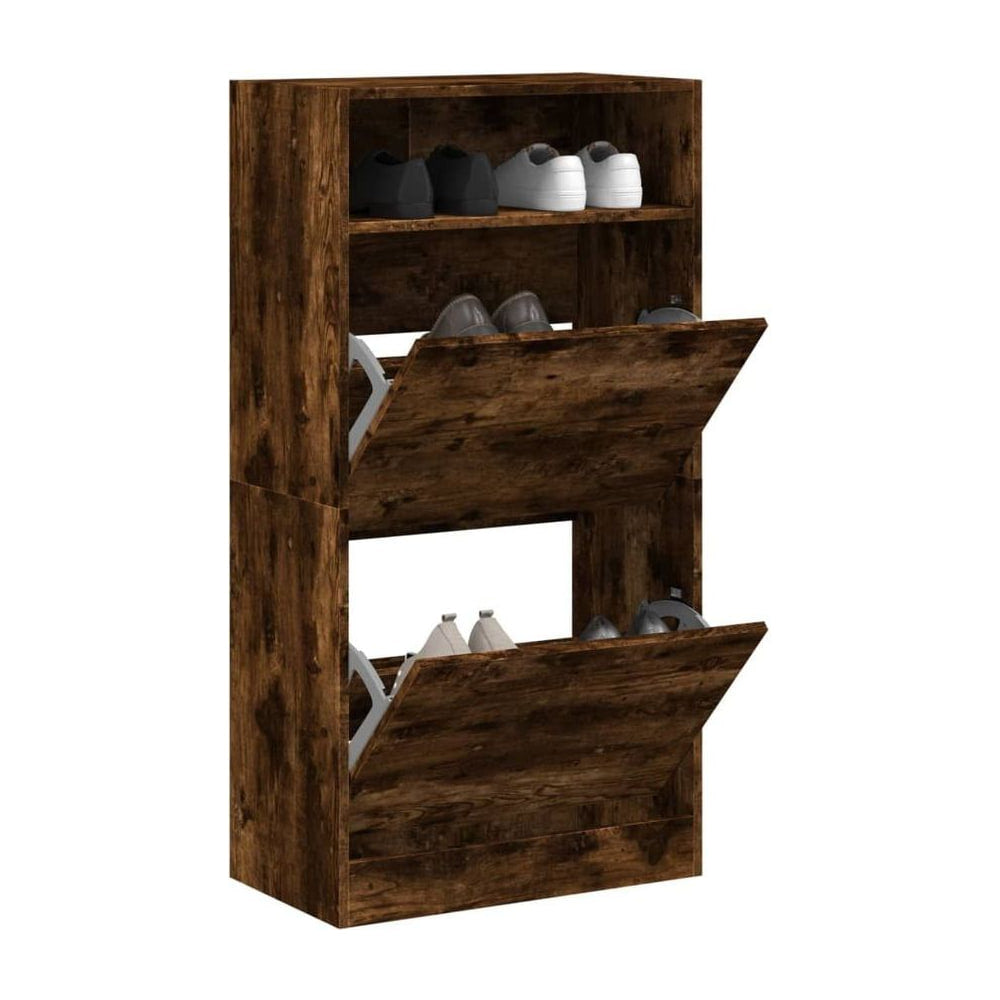 Shoe Cabinet Smoked Oak Engineered Wood