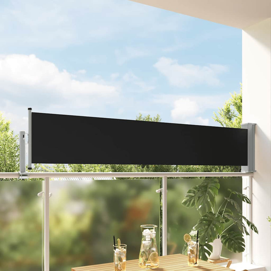 Patio Retractable Side Awning Black