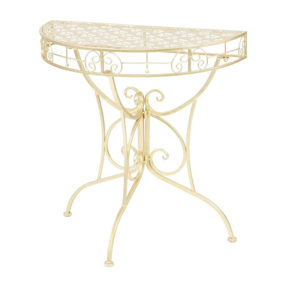 Side Table Vintage Style Half Round Metal Gold