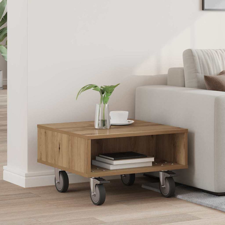 Side Table with Wheels Artisan Oak