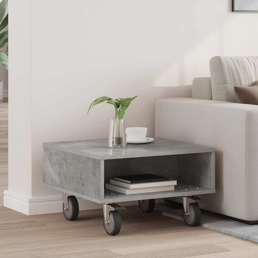 Side Table with Wheels Concrete Grey