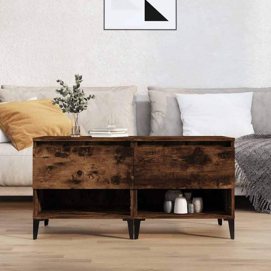 Side Tables 2 pcs Smoked Oak Engineered Wood