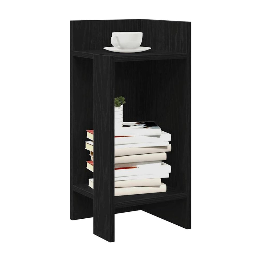 Side Tables 2 pcs with Shelf Black