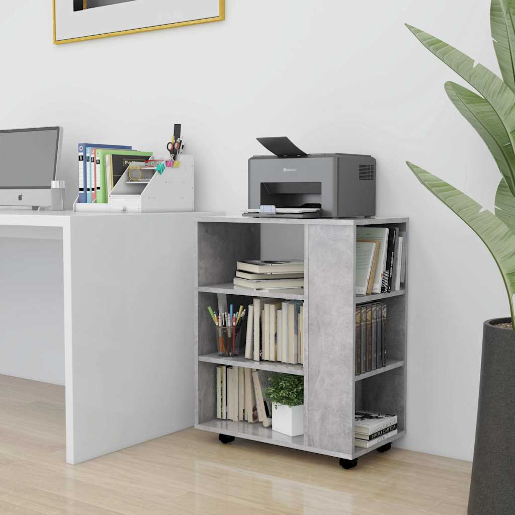 Rolling Cabinet Concrete Grey Engineered Wood