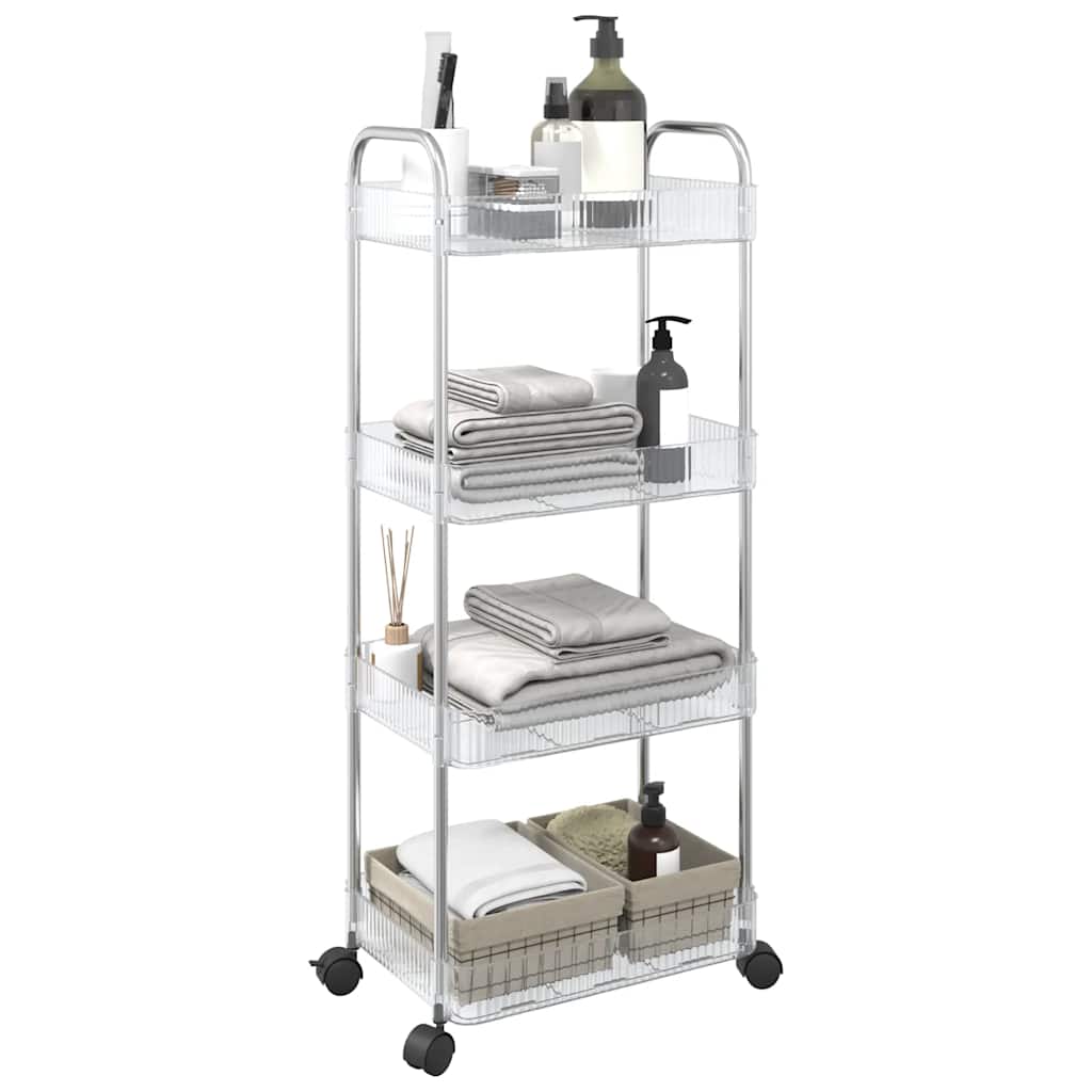 vidaXL Storage Trolley 4-Tier Transparent 37x28x95 cm Acrylic 1