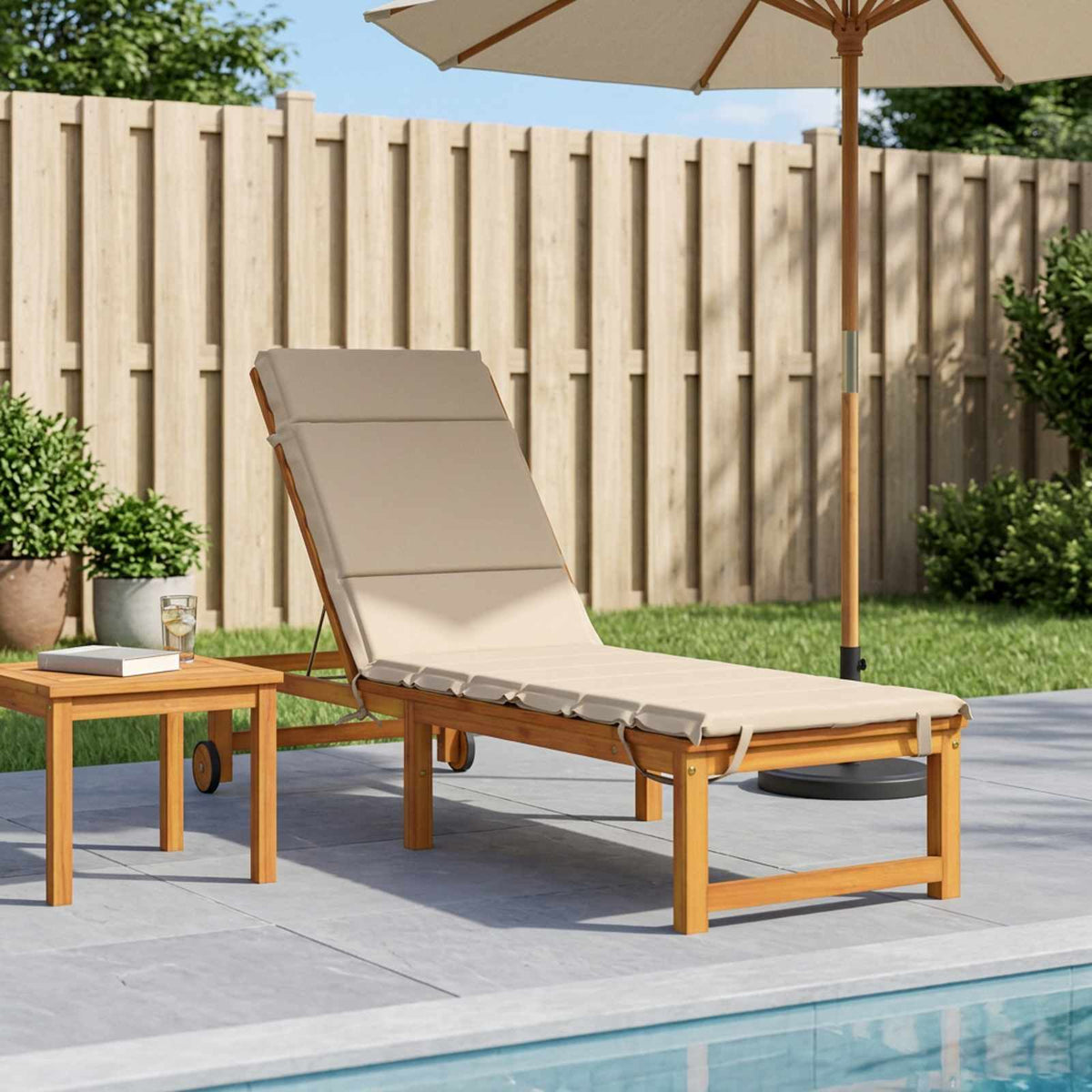 vidaXL Sunlounger Cushion GEMERT 100% Polyester Cream 200 x 50 x 3 cm 1