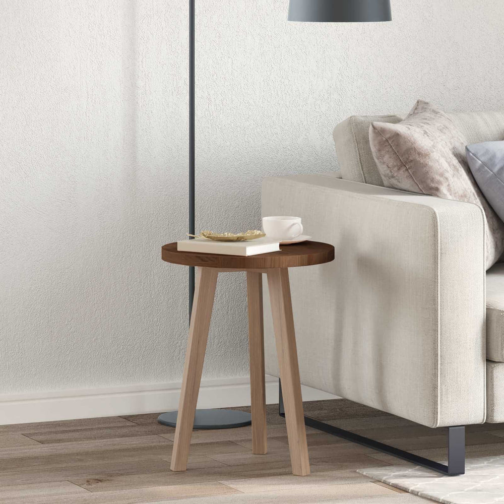 Table Top Round Solid Oak Wood Dark Brown