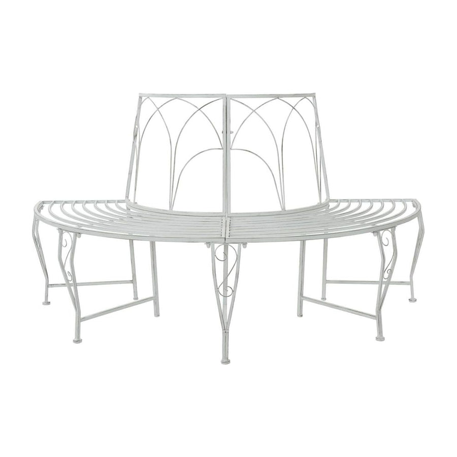 Tree Bench 4 -Seater Steel Antique White