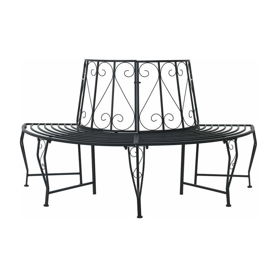 Tree Bench 4 -Seater Steel Black Half-round