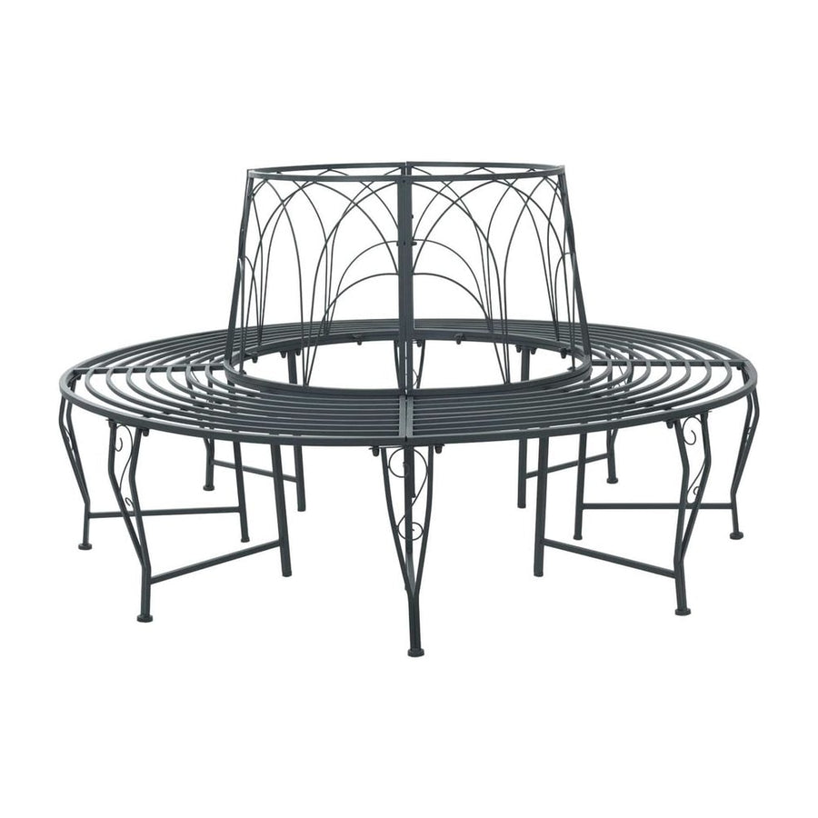 Tree Bench 8 -Seater Steel Silver Grey Round